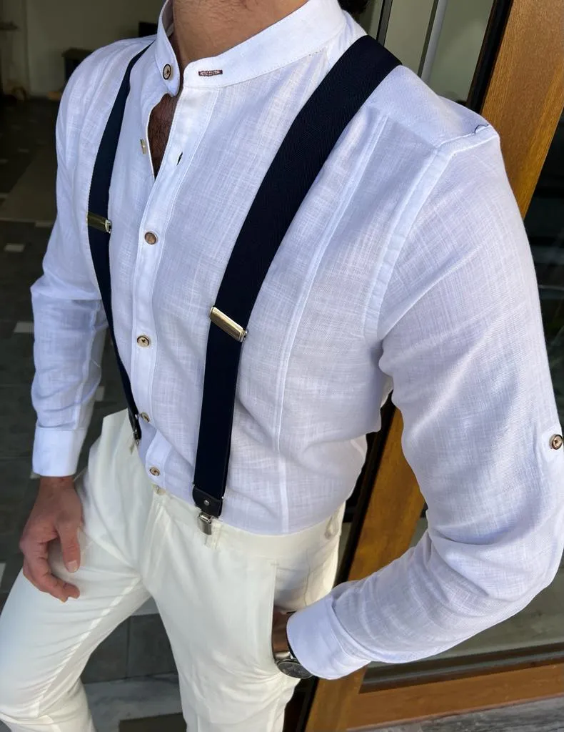 GentWith Orlando White Slim Fit Long Sleeve Cotton Shirt - GENT WITH