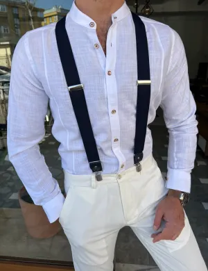 GentWith Orlando White Slim Fit Long Sleeve Cotton Shirt - GENT WITH