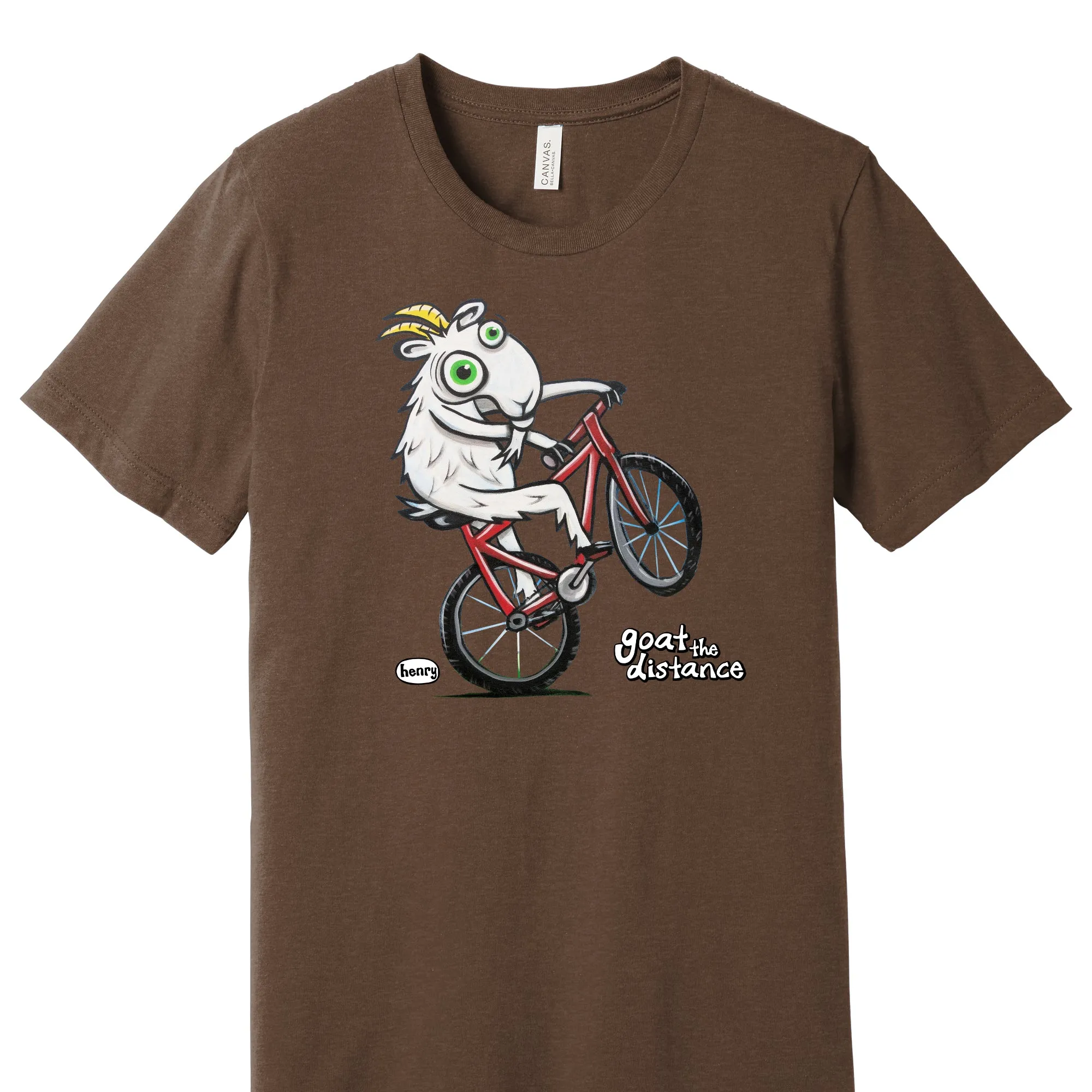 Goat the Distance Biker Unisex T-Shirt | Wearable Art by Seattle Mural Artist Ryan "Henry" Ward