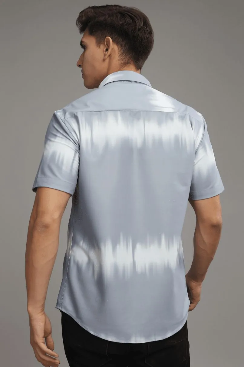 Grey Echo Printed Shirt - Half - Wrinkle Free