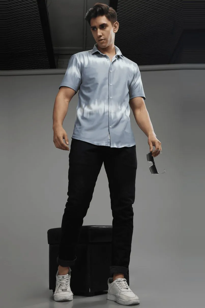 Grey Echo Printed Shirt - Half - Wrinkle Free