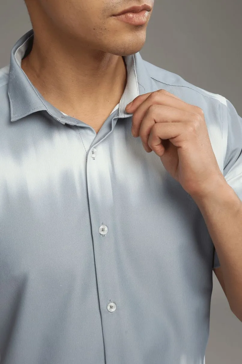 Grey Echo Printed Shirt - Half - Wrinkle Free