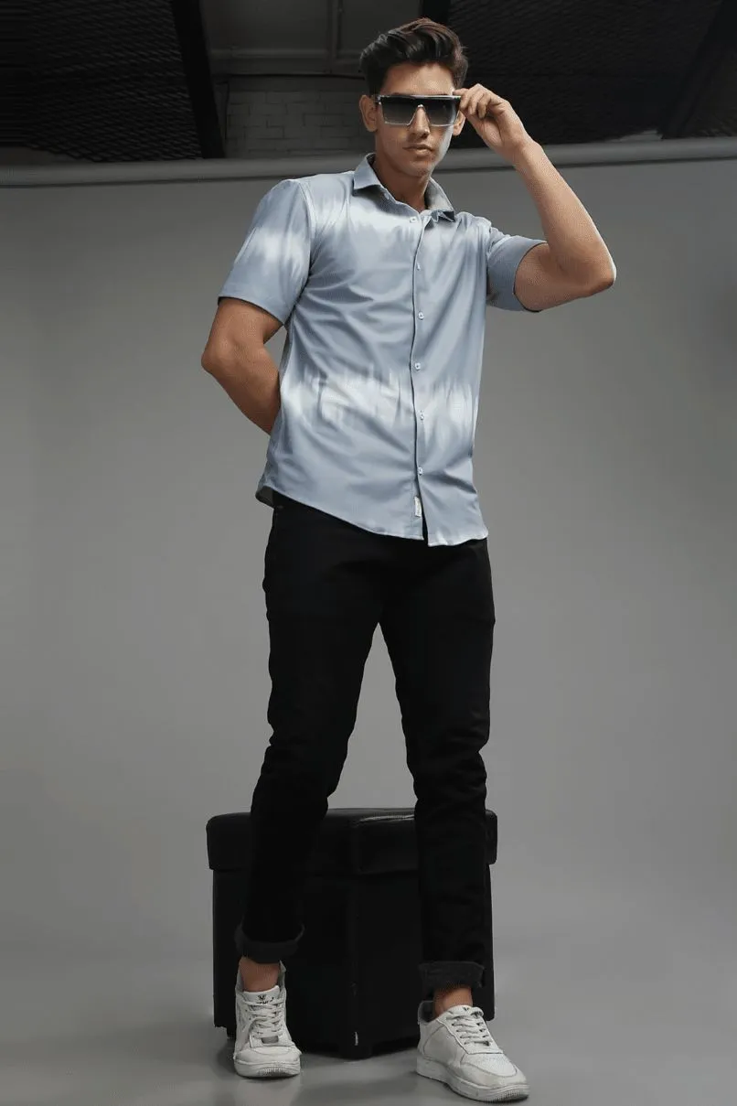 Grey Echo Printed Shirt - Half - Wrinkle Free