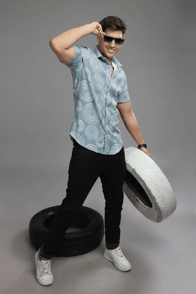 Grey Orbit Printed shirt - Half - Wrinkle Free