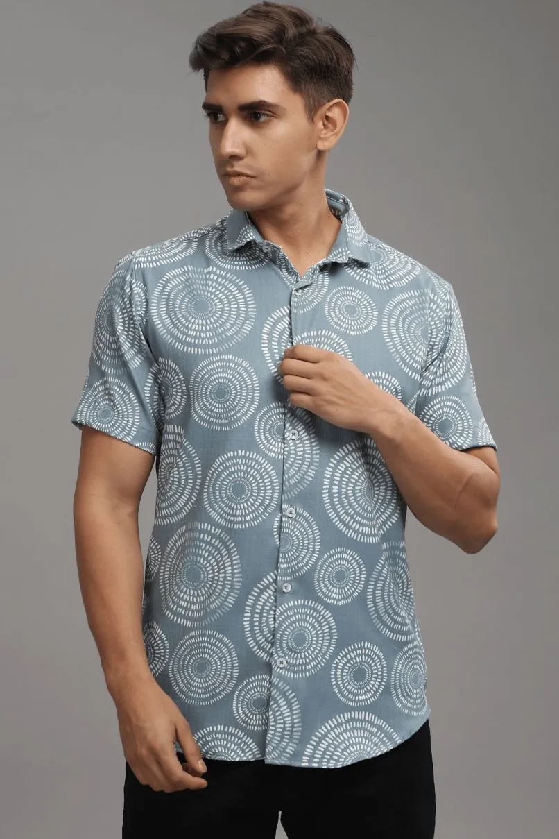 Grey Orbit Printed shirt - Half - Wrinkle Free