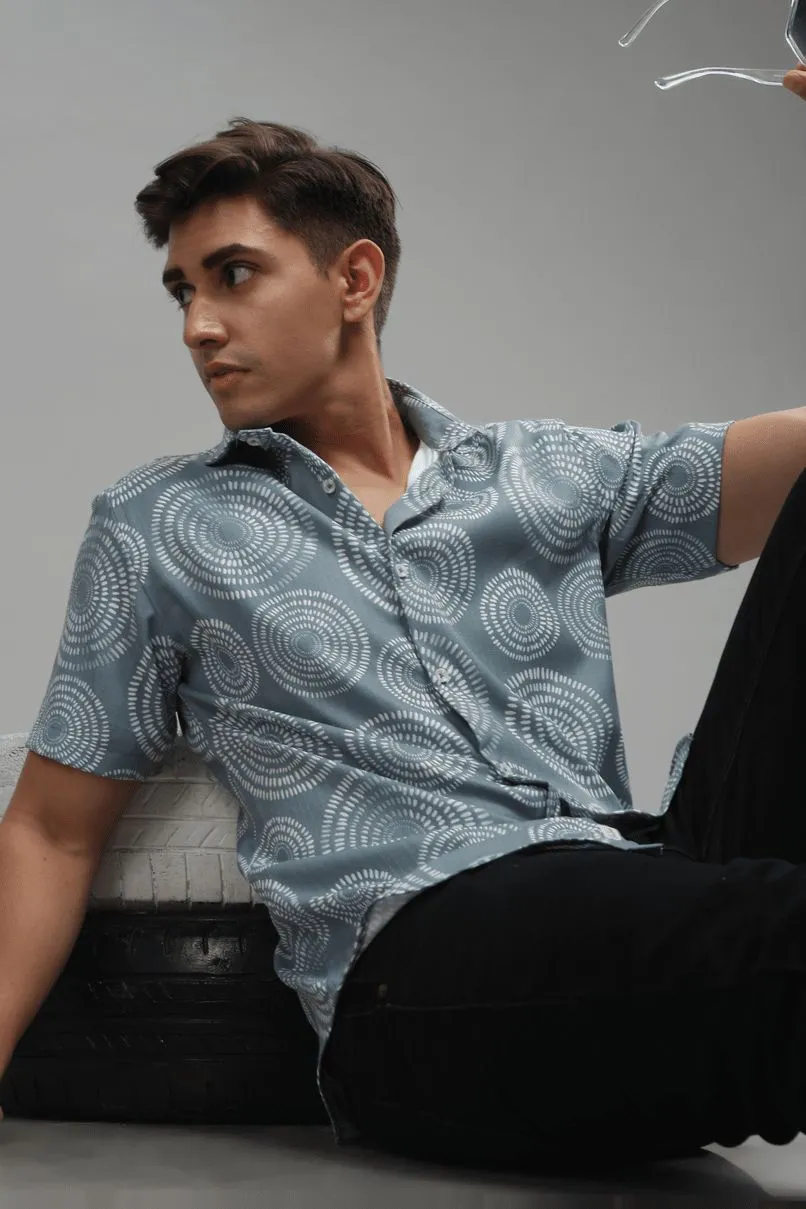 Grey Orbit Printed shirt - Half - Wrinkle Free