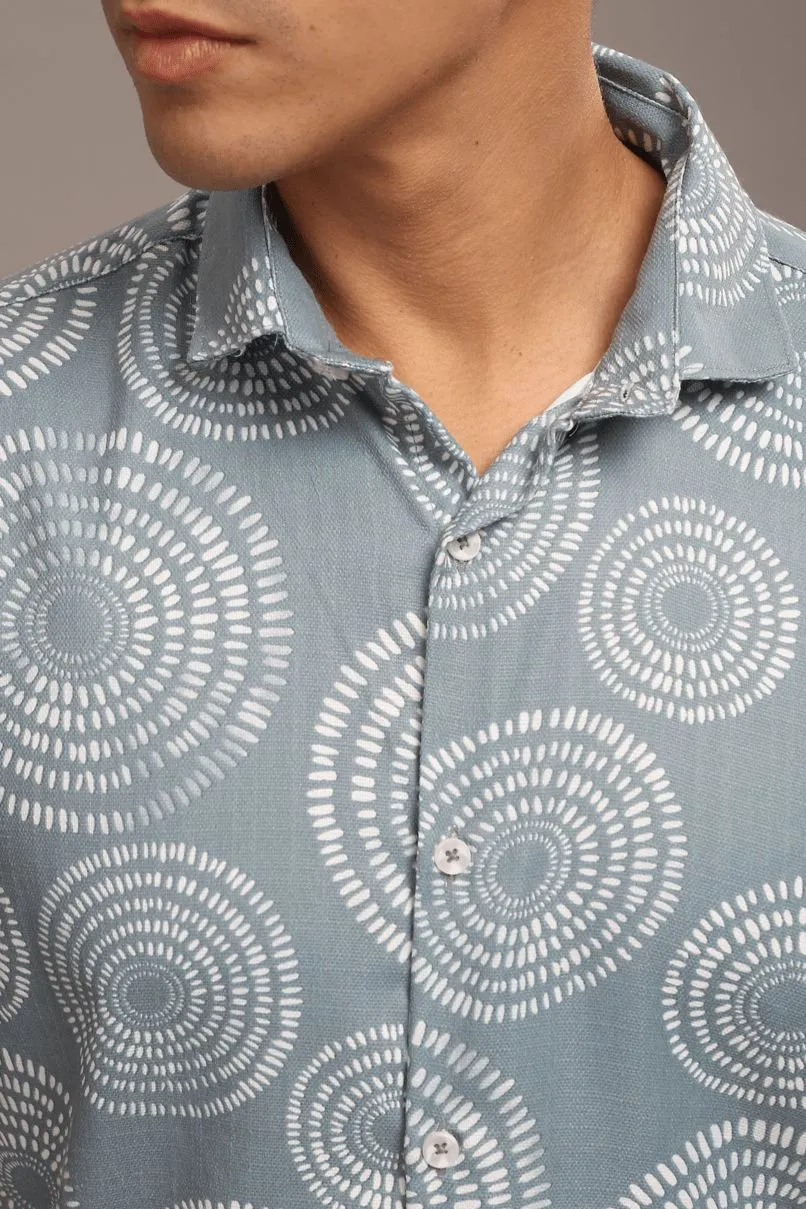Grey Orbit Printed shirt - Half - Wrinkle Free
