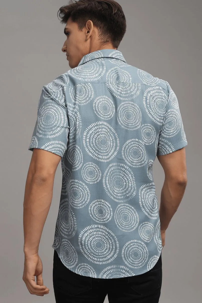 Grey Orbit Printed shirt - Half - Wrinkle Free