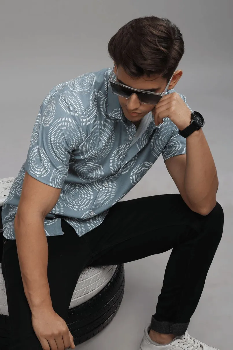 Grey Orbit Printed shirt - Half - Wrinkle Free
