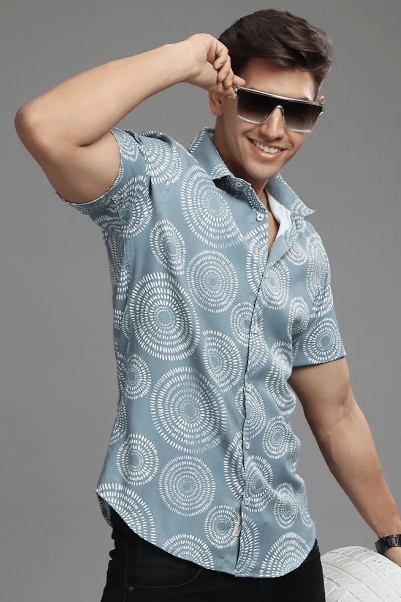Grey Orbit Printed shirt - Half - Wrinkle Free