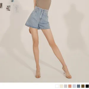 HIGH WAIST COTTON A-LINE WIDE LEG SHORTS
