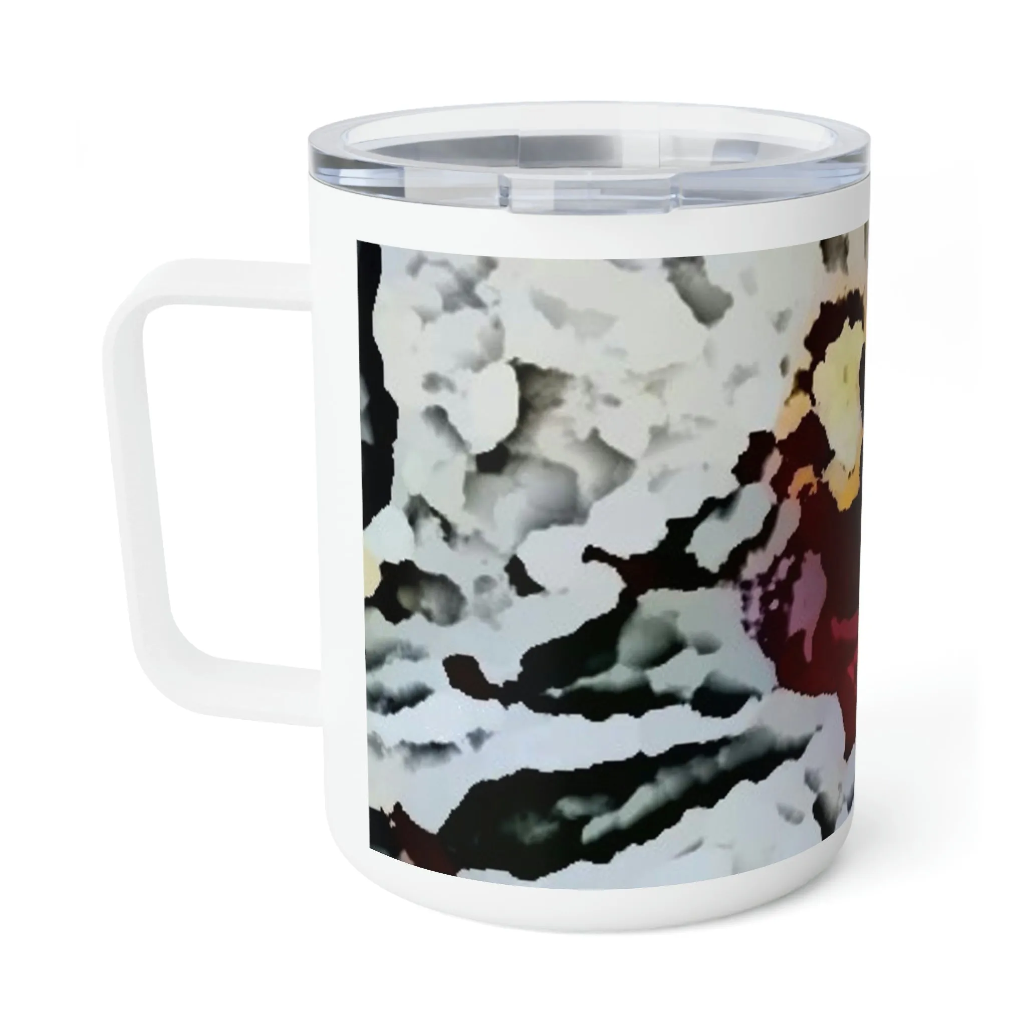 Insulated Coffee Mug, 10oz ... "A Friendly Flower" ... Pointsettia 'Pointing' ... Original Works ... (Supplied Photograph) ...