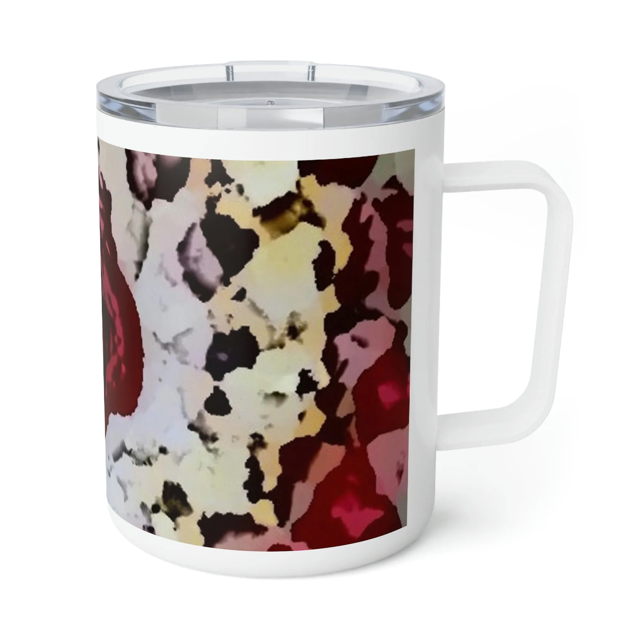 Insulated Coffee Mug, 10oz ... "A Friendly Flower" ... Pointsettia 'Pointing' ... Original Works ... (Supplied Photograph) ...