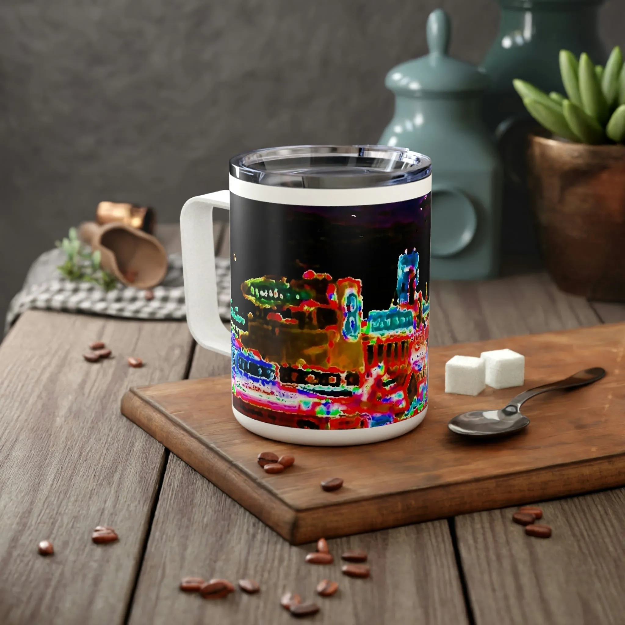 Insulated Coffee Mug, 10oz ... "No.9 Fishermen's Grotto - Fishermen's Wharf, SF, California" ... Family Archives: 1970's ... Original Works ...