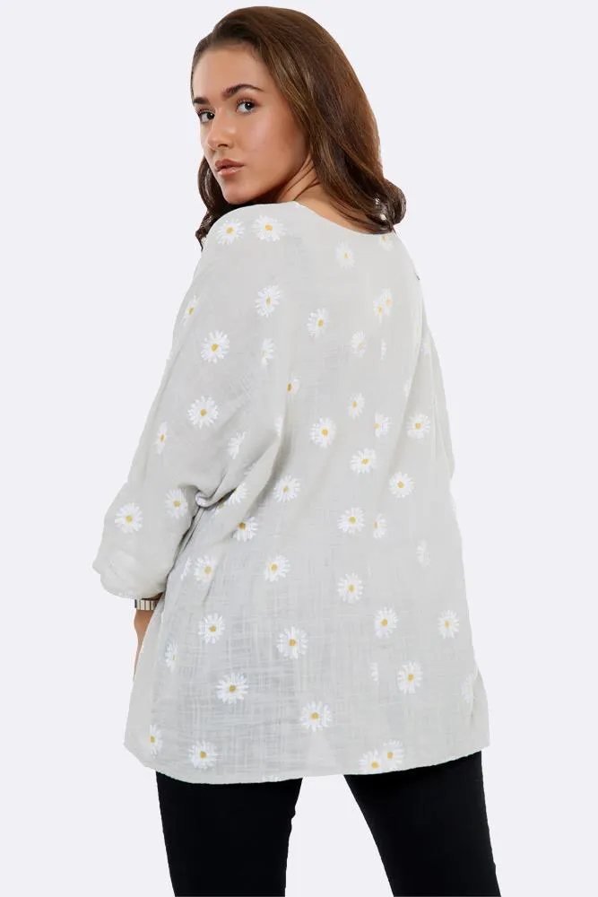 Italian Daisy Print Necklace Top
