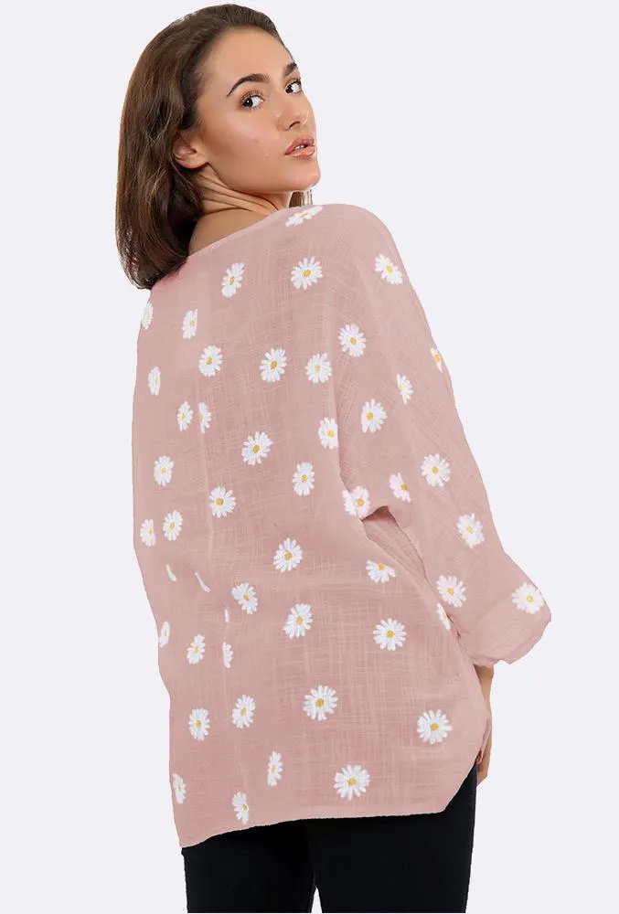 Italian Daisy Print Necklace Top