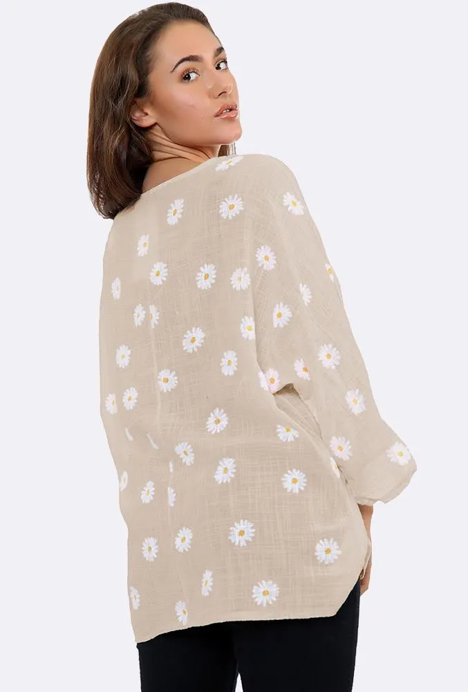 Italian Daisy Print Necklace Top