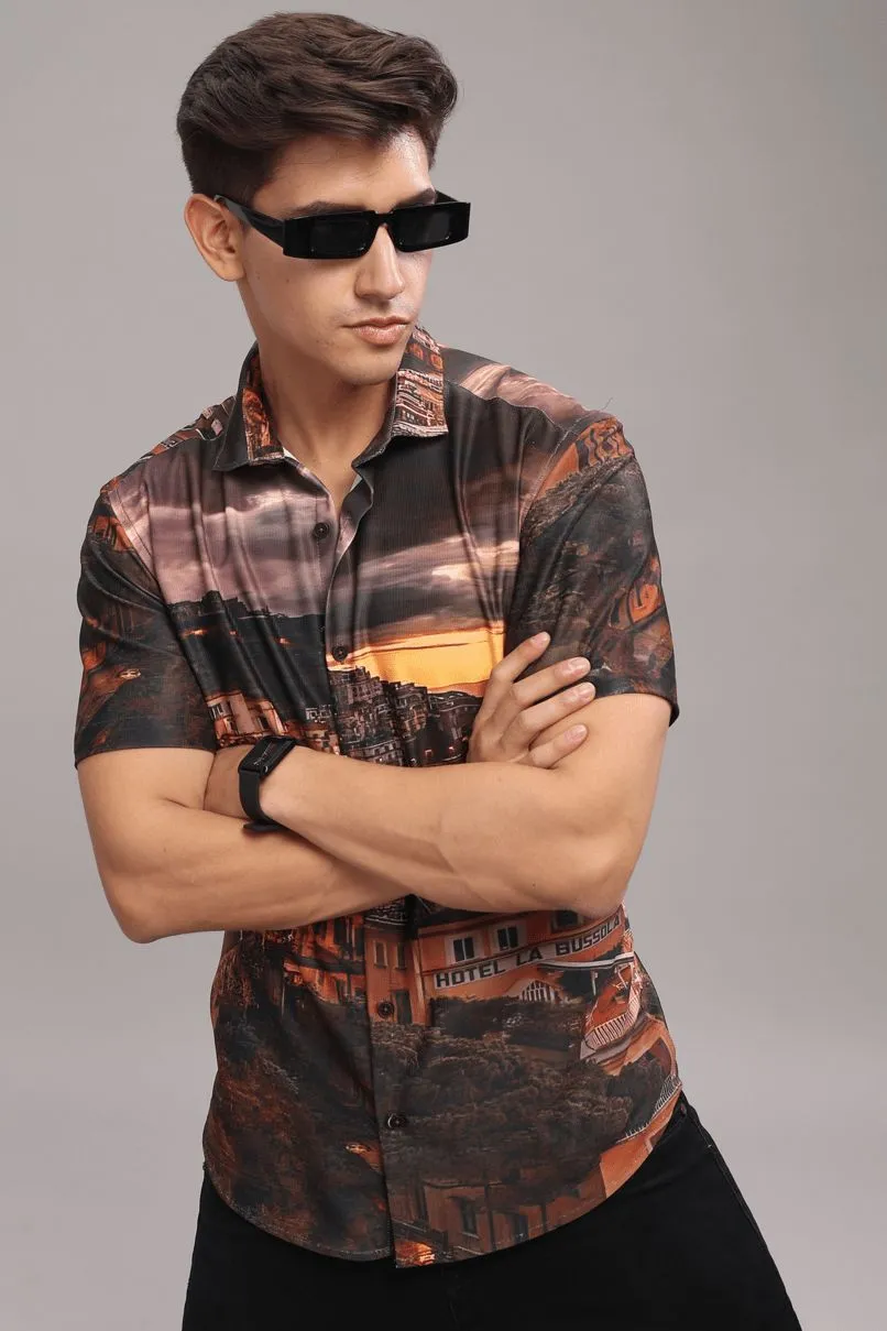 Italian Sunset Printed Shirt - Half - Wrinkle Free