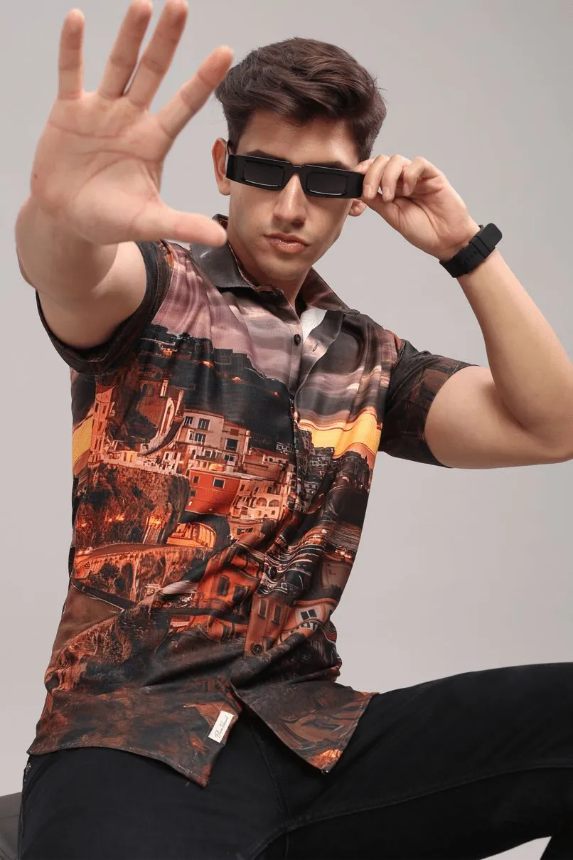Italian Sunset Printed Shirt - Half - Wrinkle Free