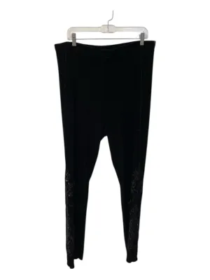 Johnny Was Workshop Size 1X Black Polyester Blend Elastic Waist High Waist Pants