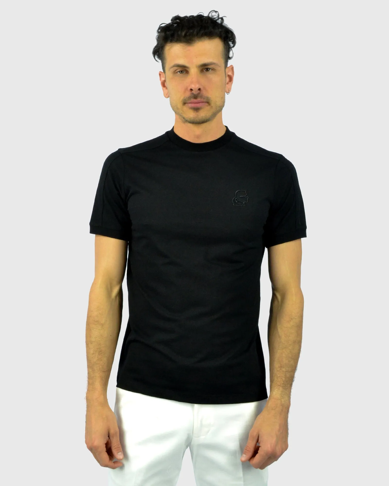 KARL LAGERFELD 755030 SS BLACK CREW T-SHIRT