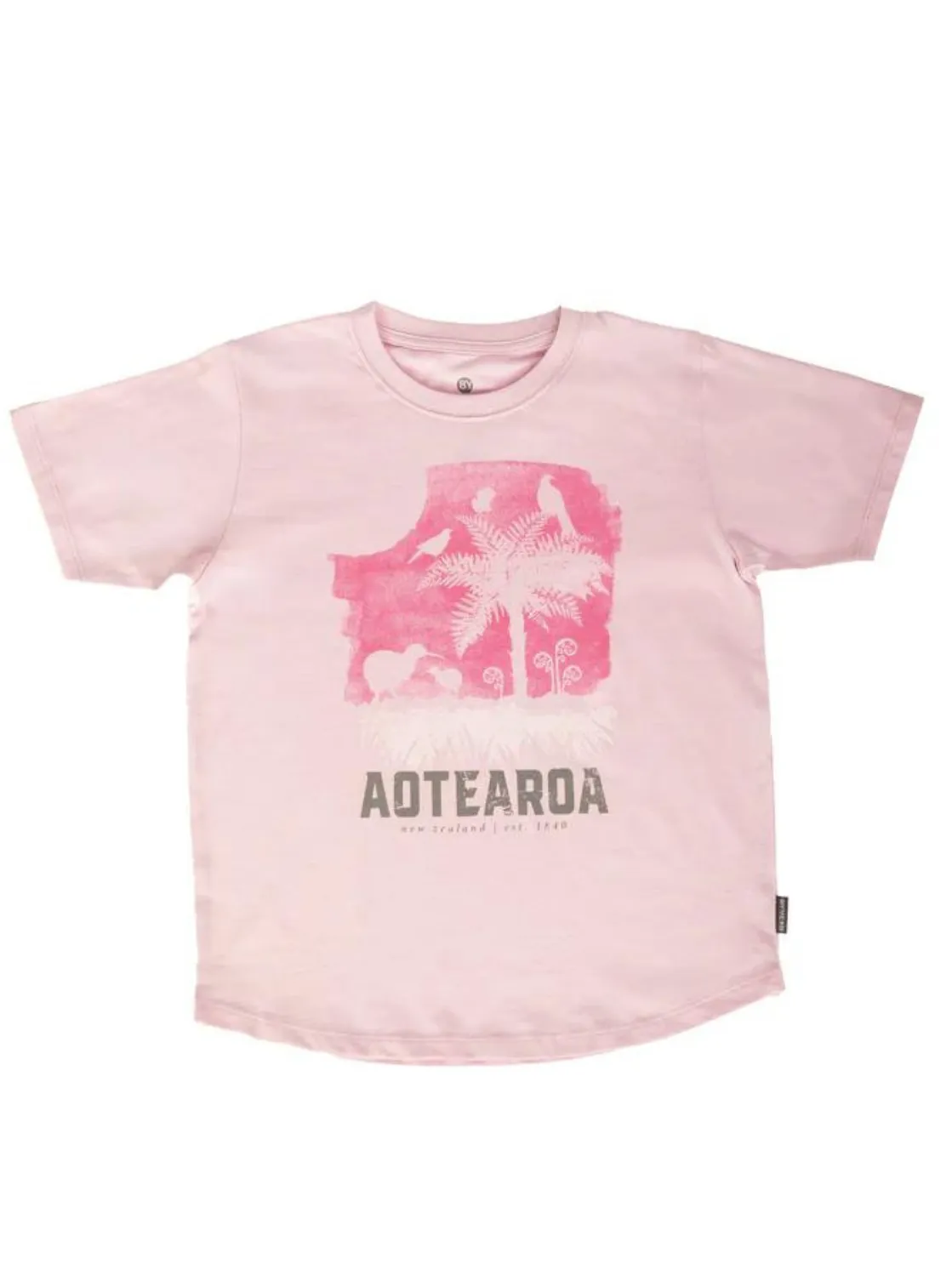 Kiwi and Ponga Kids T Shirt in Pink