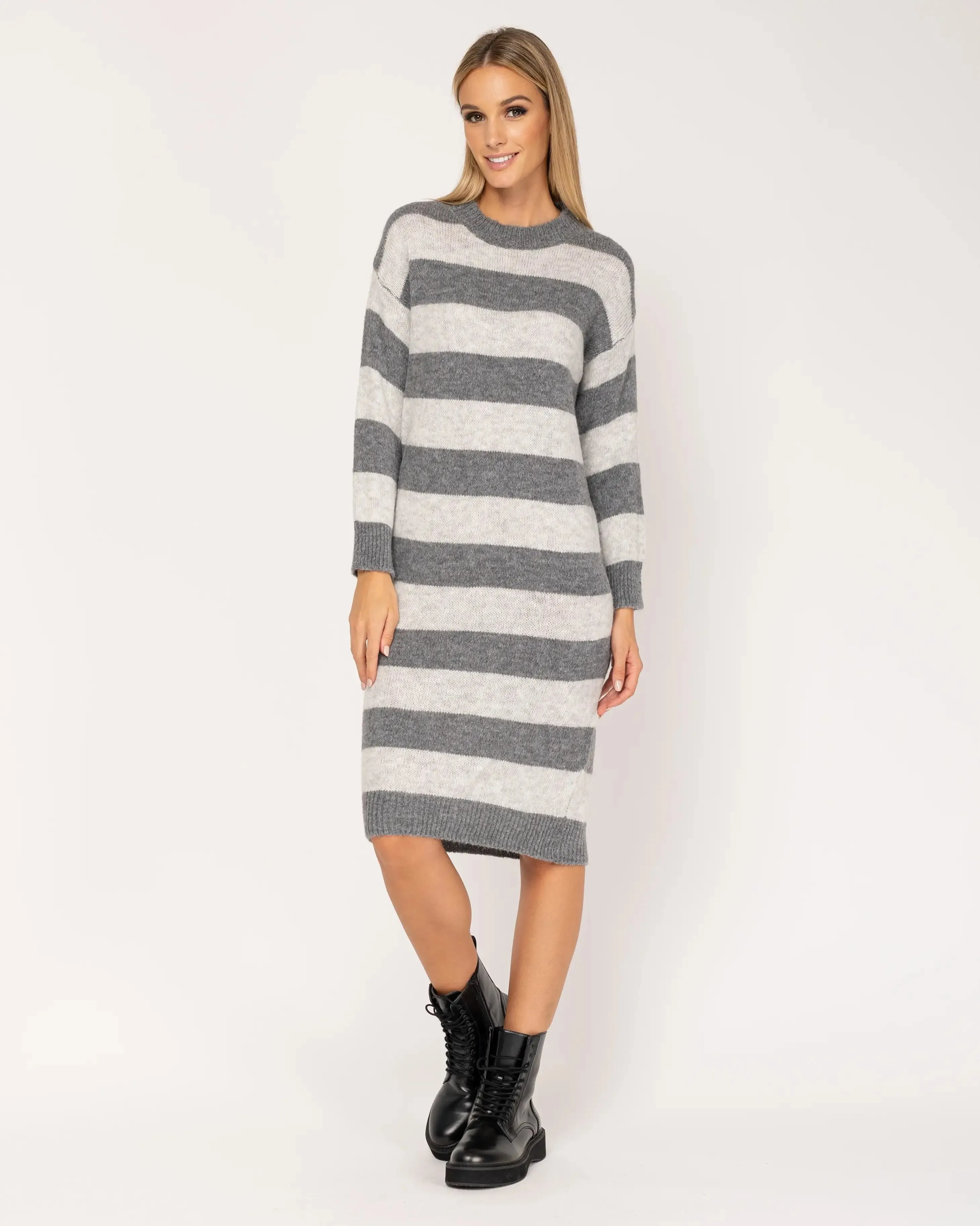 Knit Dress With Stripes.