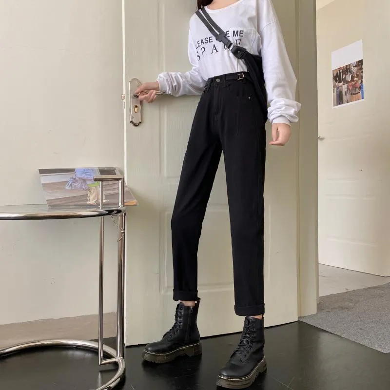 [Korean Style] Casey High Waist Loose Fit Jeans with buckle belt