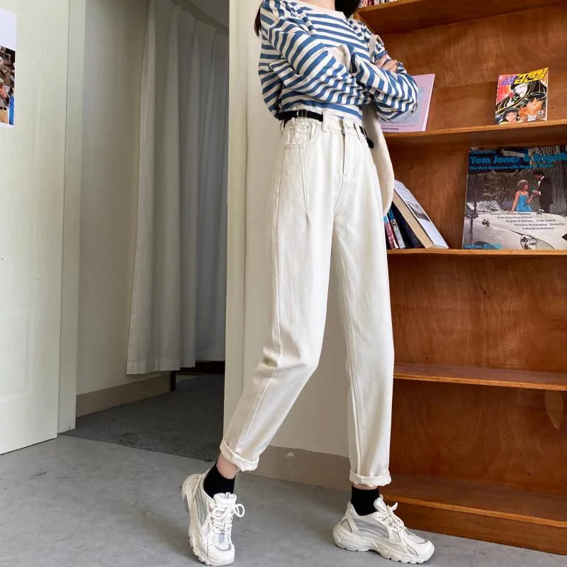 [Korean Style] Casey High Waist Loose Fit Jeans with buckle belt