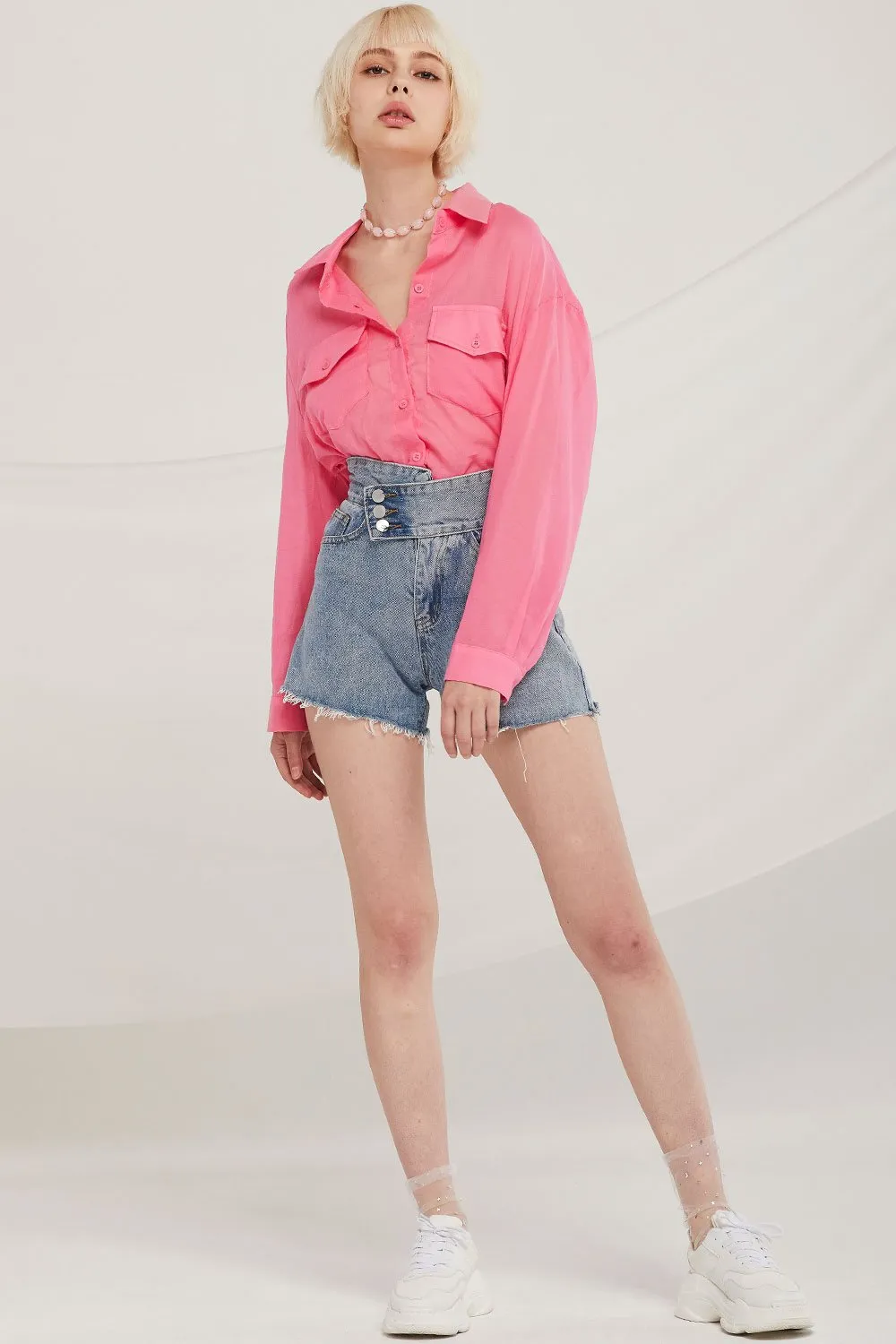 Laila High Waist Buttoned Shorts