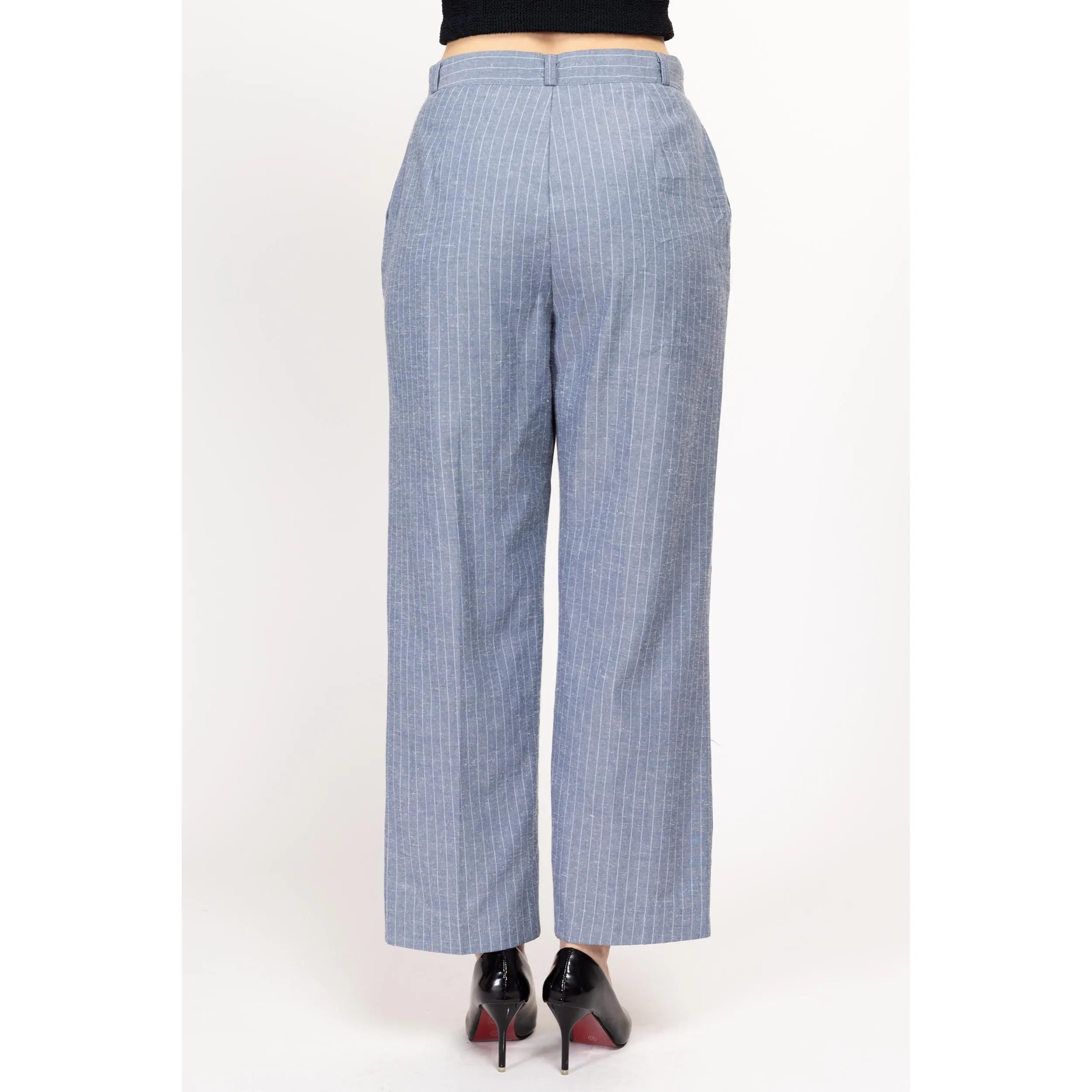 Medium 70s Slate Blue Pinstriped Pants 29"