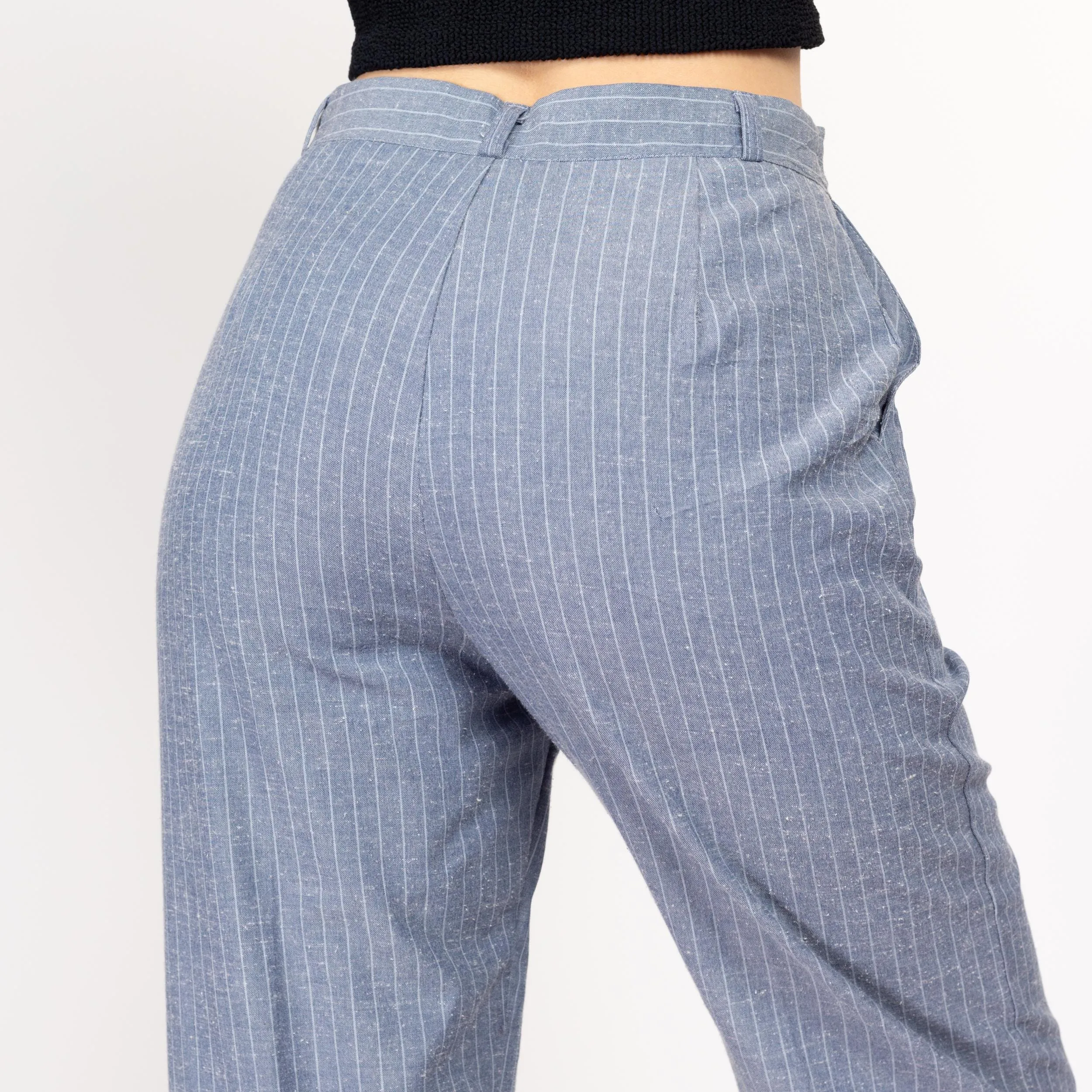 Medium 70s Slate Blue Pinstriped Pants 29"
