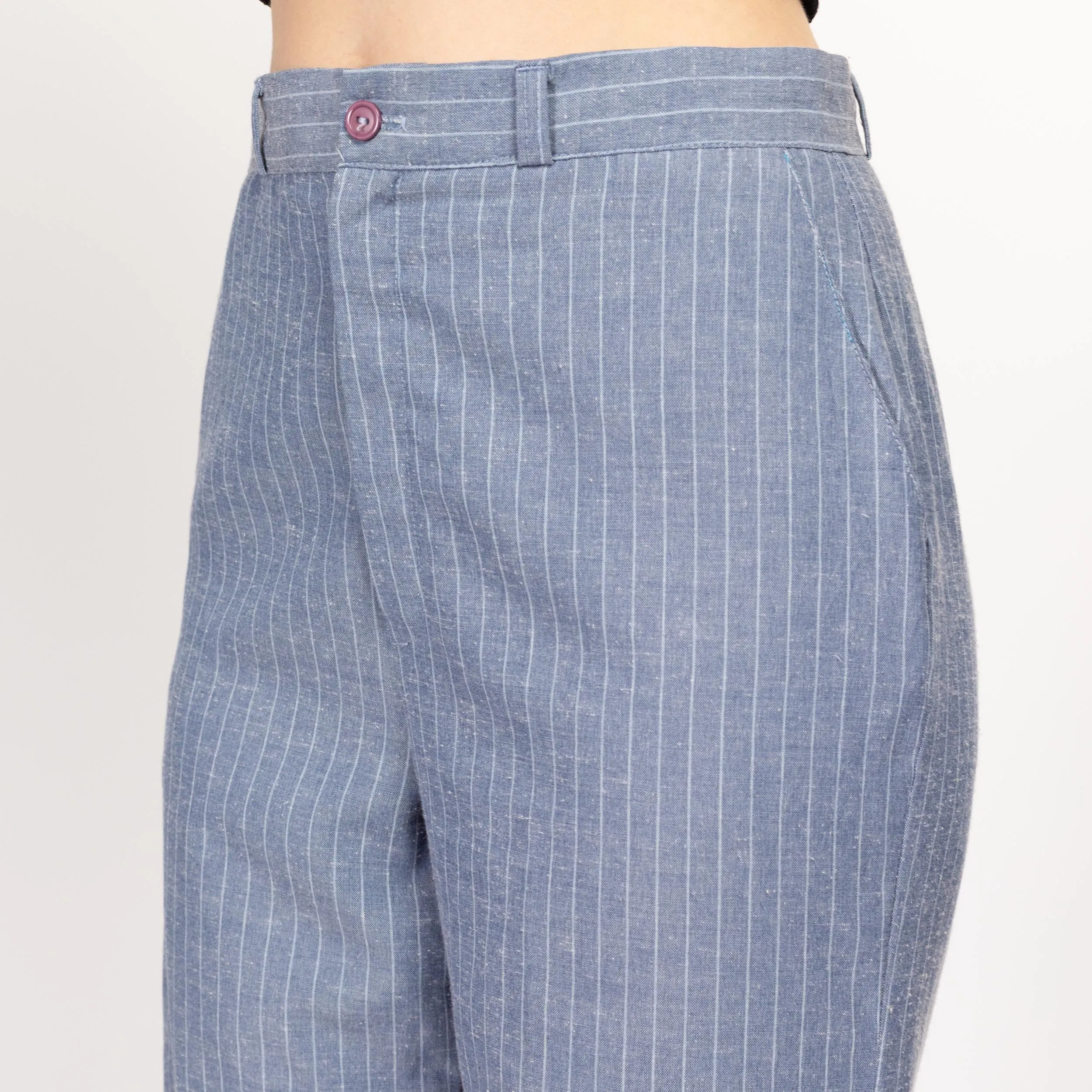 Medium 70s Slate Blue Pinstriped Pants 29"
