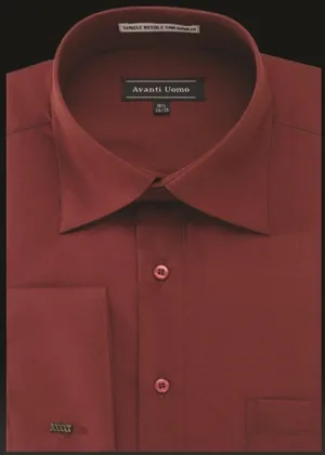 Men's French Cuff Dress Shirt Spread Collar- Fire Brick