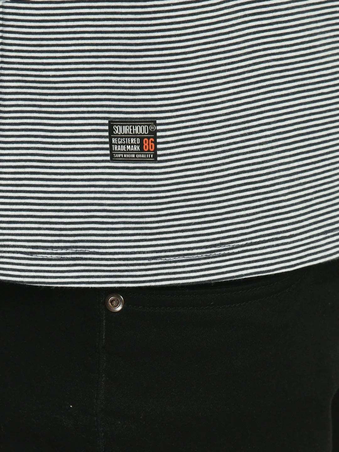 Men's Gray White Striped Crew Neck T-Shirt