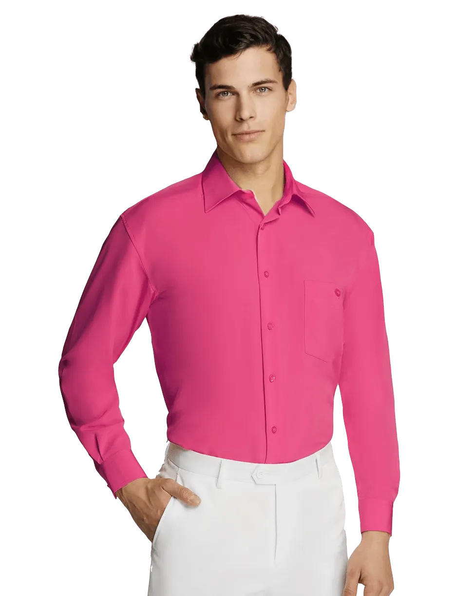Men's Hot Pink Microfiber Coloured Shirt