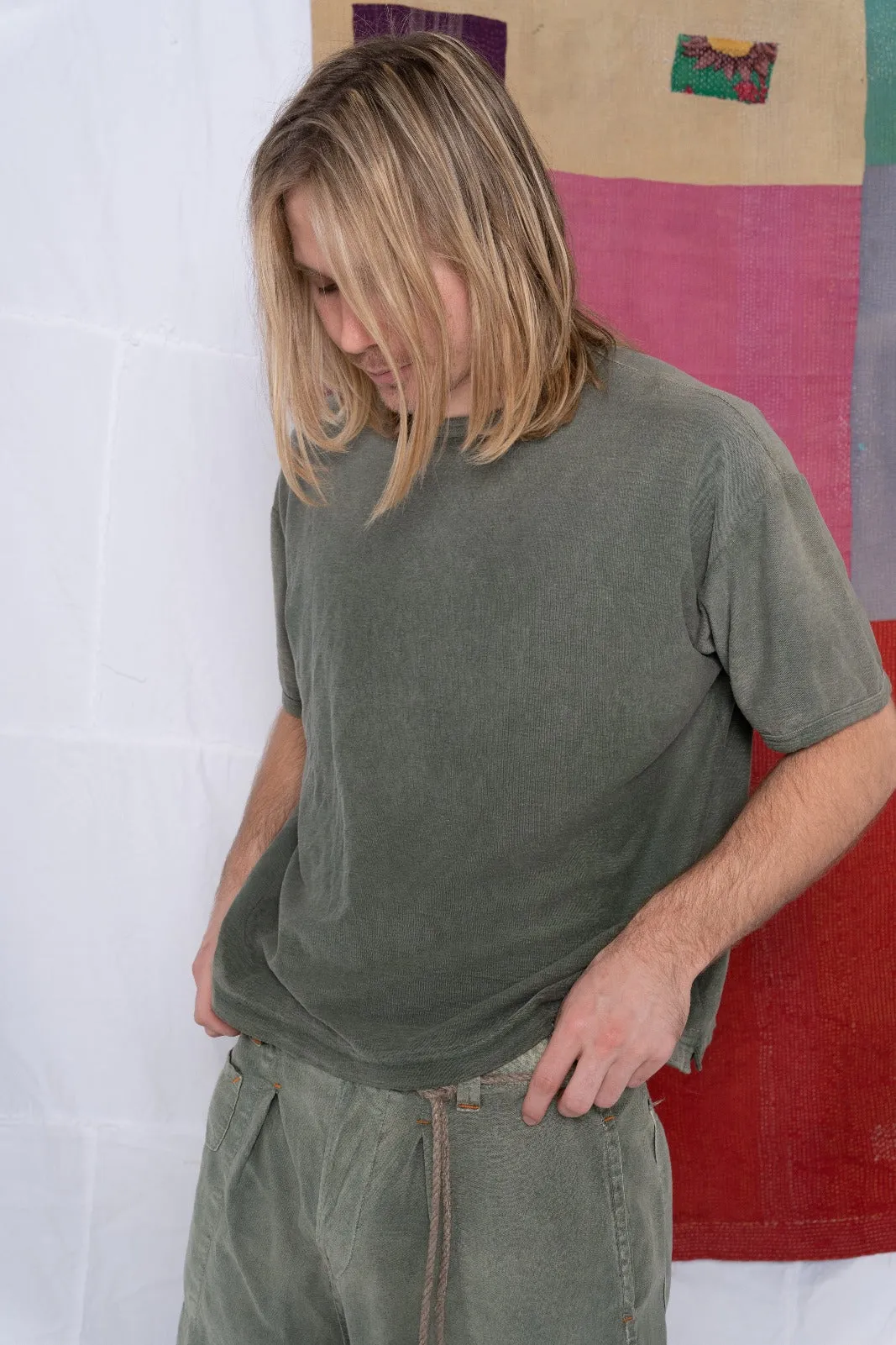Model T. Organic & Recycled Cotton Sunfaded Dye Olive Army