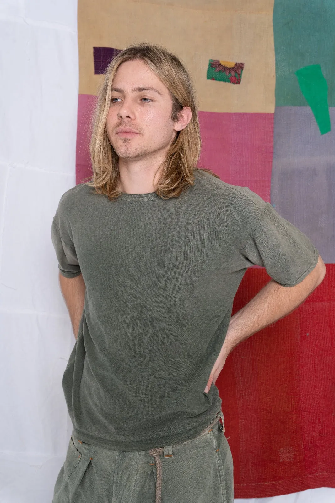 Model T. Organic & Recycled Cotton Sunfaded Dye Olive Army