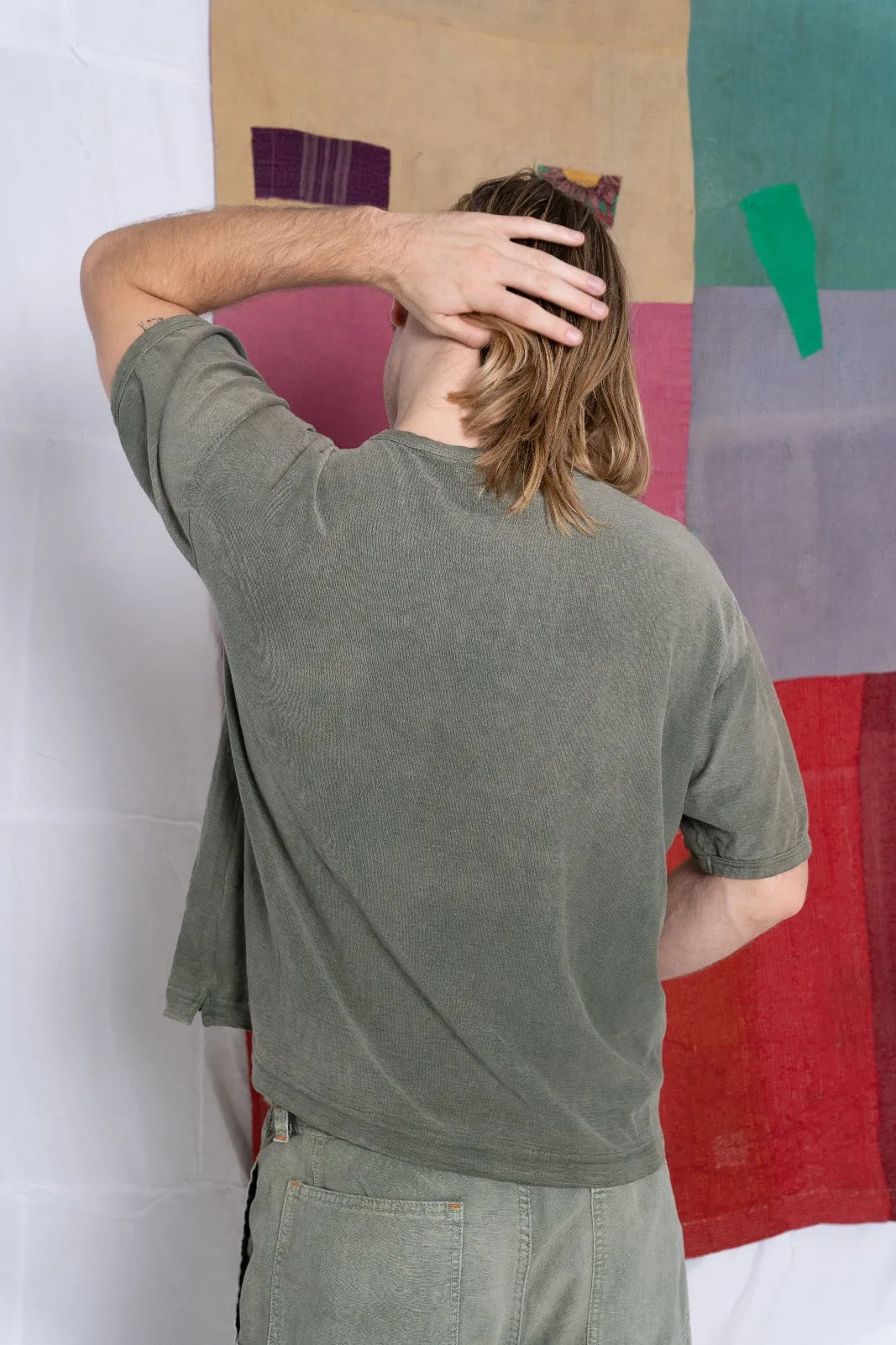 Model T. Organic & Recycled Cotton Sunfaded Dye Olive Army