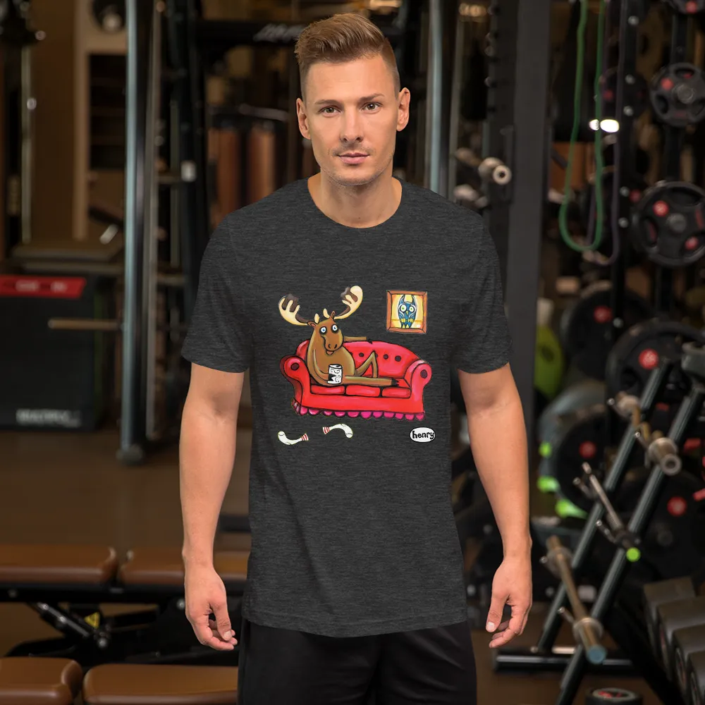 Moose on the Couch Unisex Black T-Shirt | Wearable Art by Seattle Mural Artist Ryan "Henry" Ward