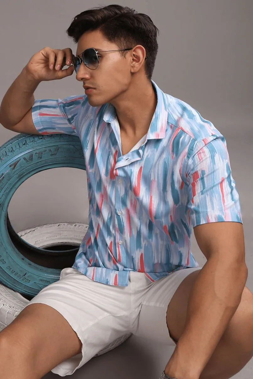 Multi Brush Stroke Printed shirt - Half - Wrinkle Free