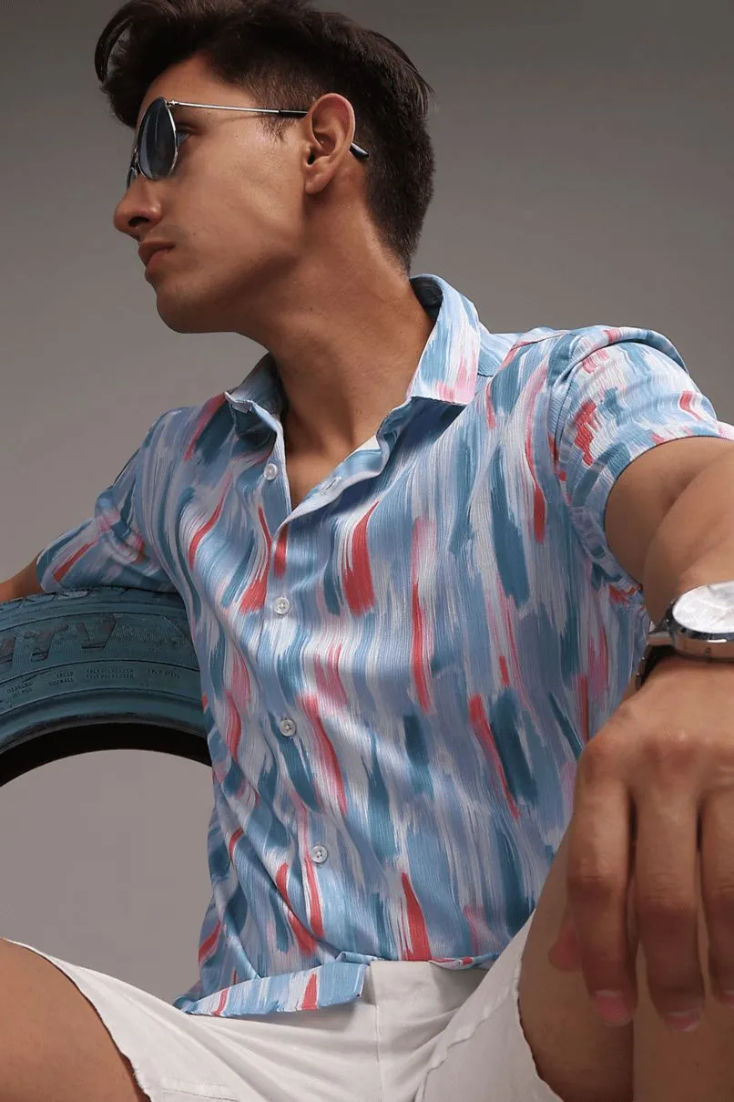 Multi Brush Stroke Printed shirt - Half - Wrinkle Free