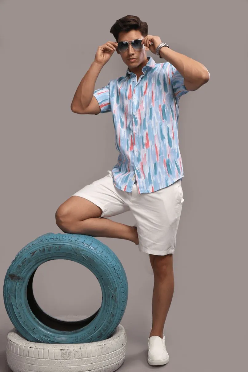 Multi Brush Stroke Printed shirt - Half - Wrinkle Free