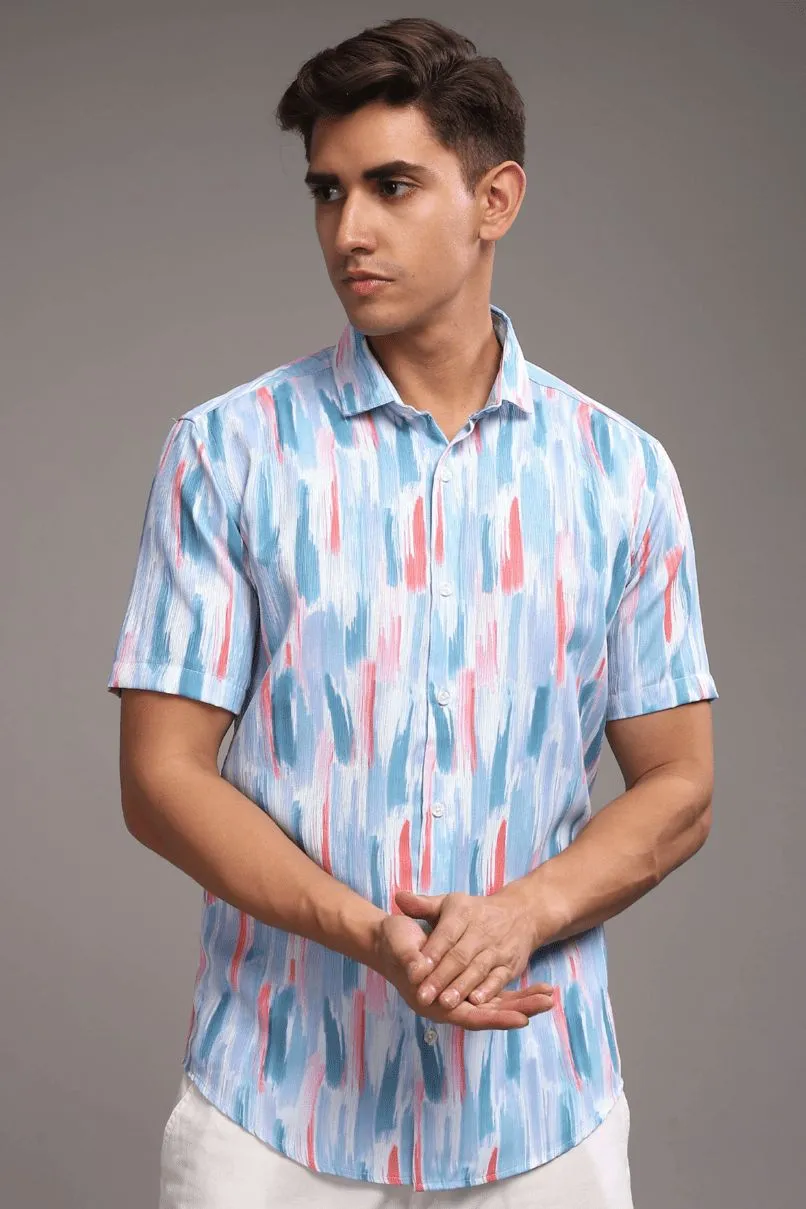 Multi Brush Stroke Printed shirt - Half - Wrinkle Free