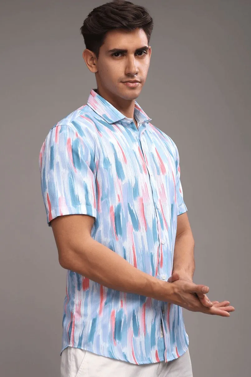 Multi Brush Stroke Printed shirt - Half - Wrinkle Free