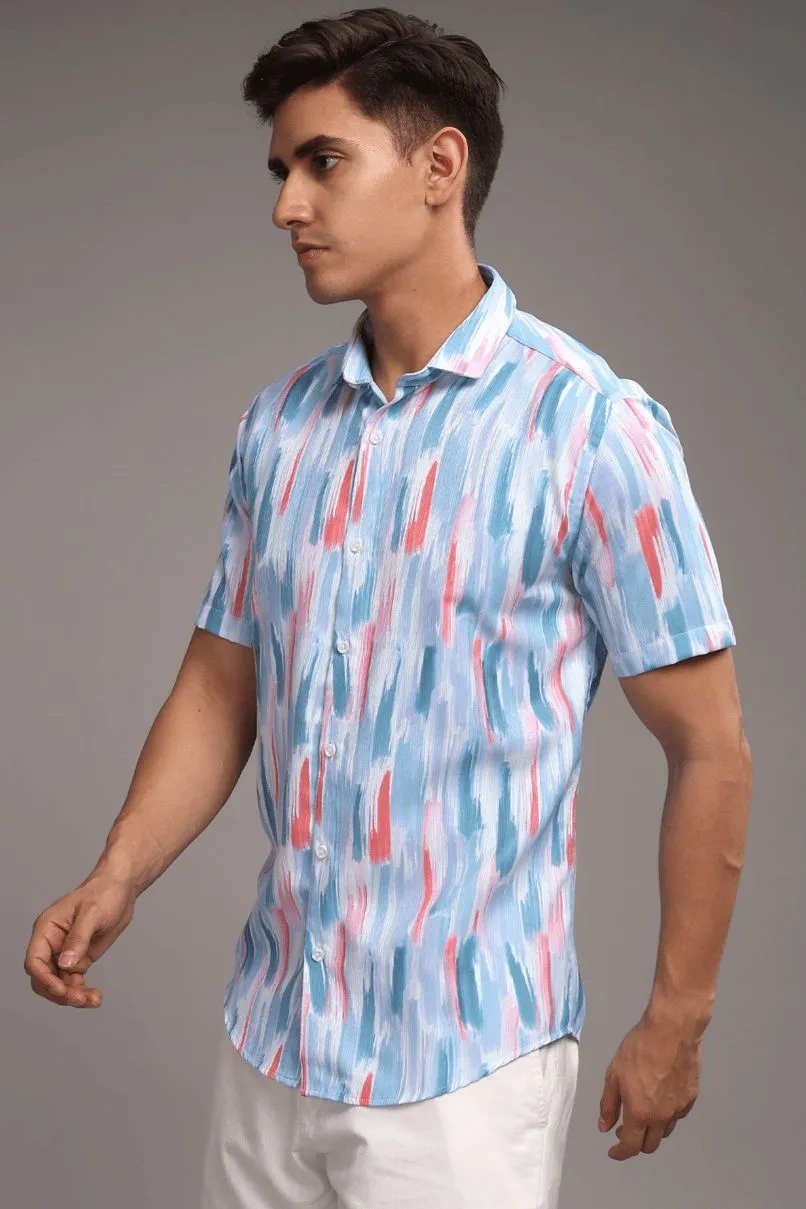 Multi Brush Stroke Printed shirt - Half - Wrinkle Free