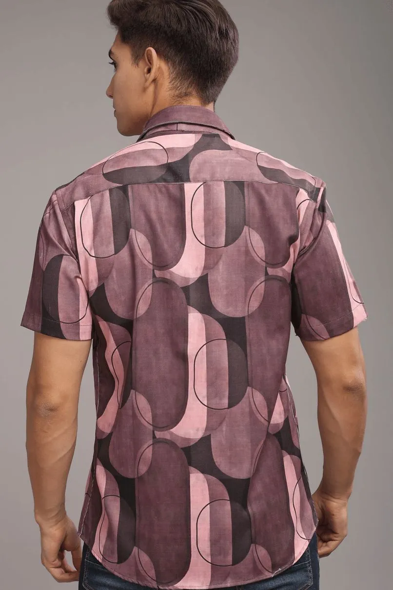 Multi Shape Pink Printed shirt - Half - Wrinkle Free