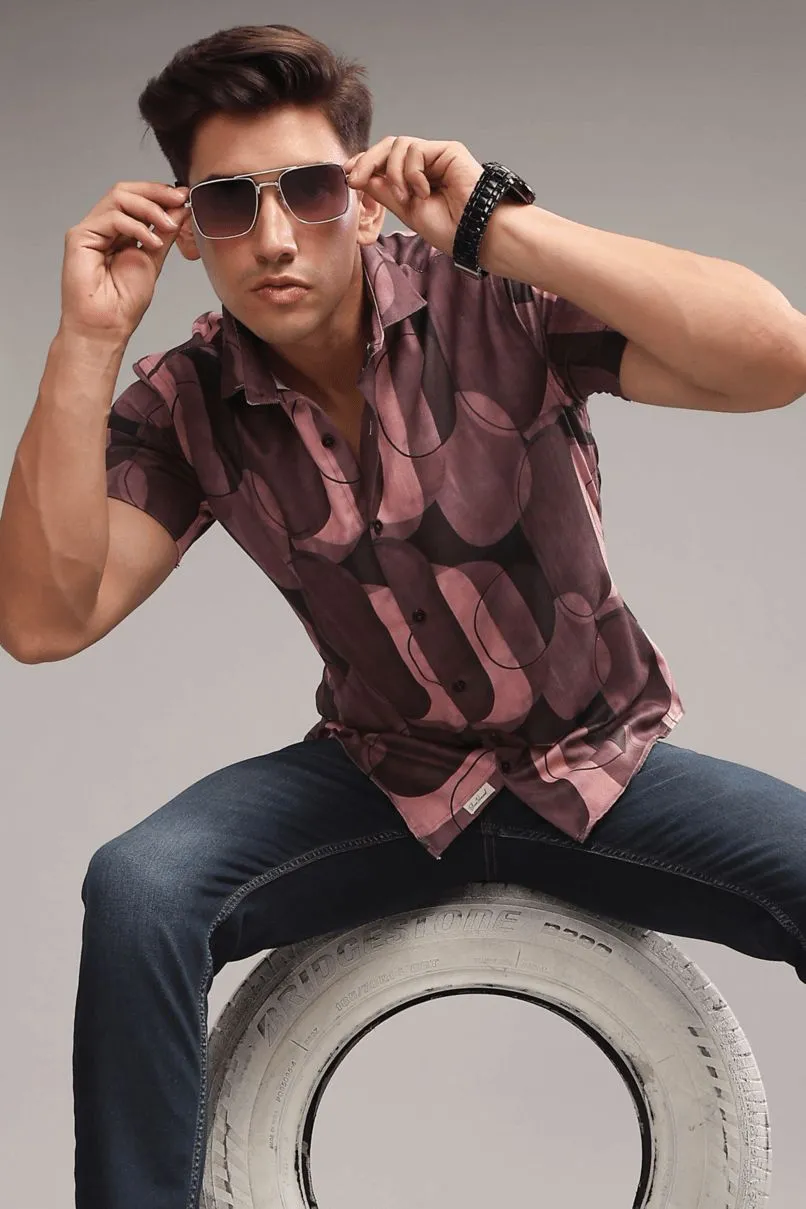 Multi Shape Pink Printed shirt - Half - Wrinkle Free