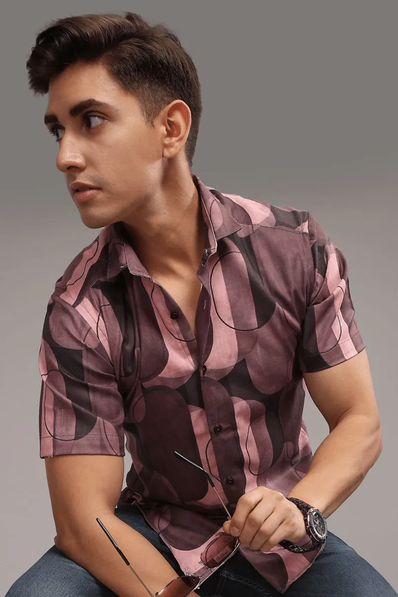 Multi Shape Pink Printed shirt - Half - Wrinkle Free