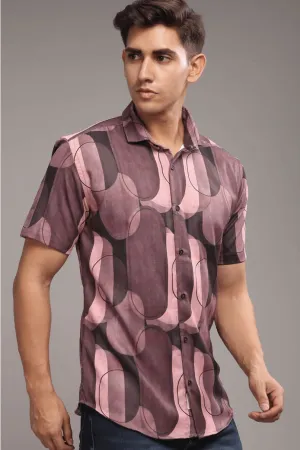 Multi Shape Pink Printed shirt - Half - Wrinkle Free